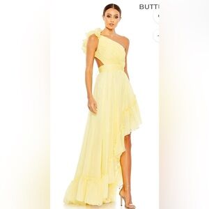 Mac Duggal 67989 Ruffled One Shoulder Asymmetrical Gown